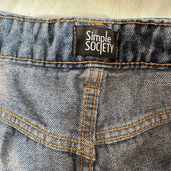 Simple Society Womens Jeans Straight High Rise Distressed Pleated Leg Sz 5/27 - Picture 8 of 9